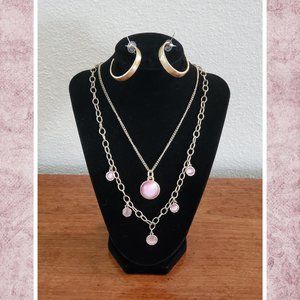 Chicos 2 Row Necklace and Earrings SET